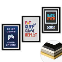 WANDBILDER 3er-Set - 20x30 cm Schwarzer Rahmen - Untertitel für die Spieleunterhaltung - Schwarz, Kunststoff (20/30cm) - ArtPrintCave