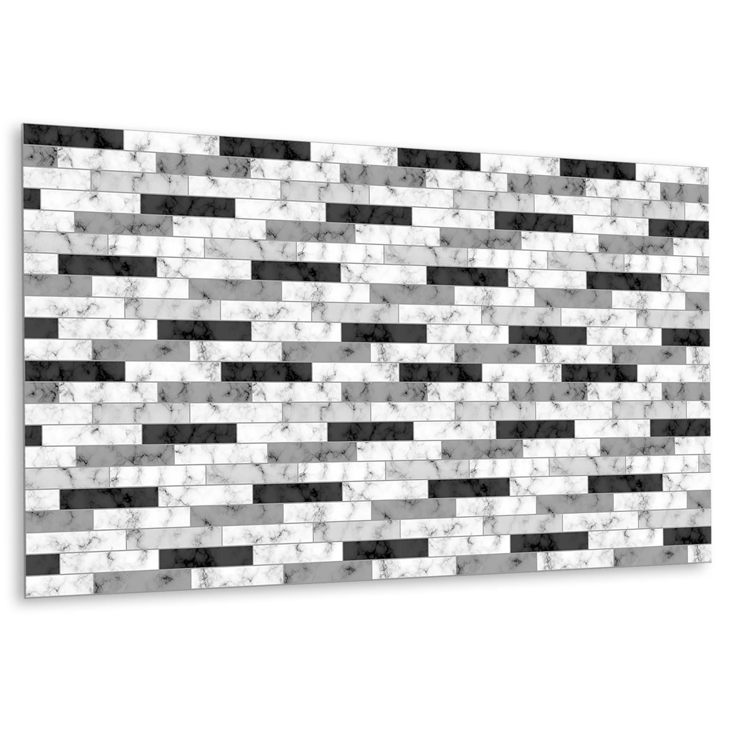 WANDPANEEL 100 x 50 cm Marmorfliesen - Schwarz/Weiß, Textil (100/1.6/50cm) - TULUP