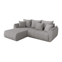 ROHOVÁ SEDAČKA s funkcí spaní, otoman vlevo TOKO-L 277x194x86 světle šedá bouclé - černá/stříbrná, kompozitní dřevo/textil (277/194cm) - ALTDECOR