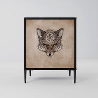 SIDEBOARD STEAMPUNK CLAN, Schwarz, 57,5x42x72,5 cm, Schwarze Metallfüße - Multicolor/Schwarz, Holzwerkstoff/Metall (57.5/72.5/42cm) - SpaceRebels