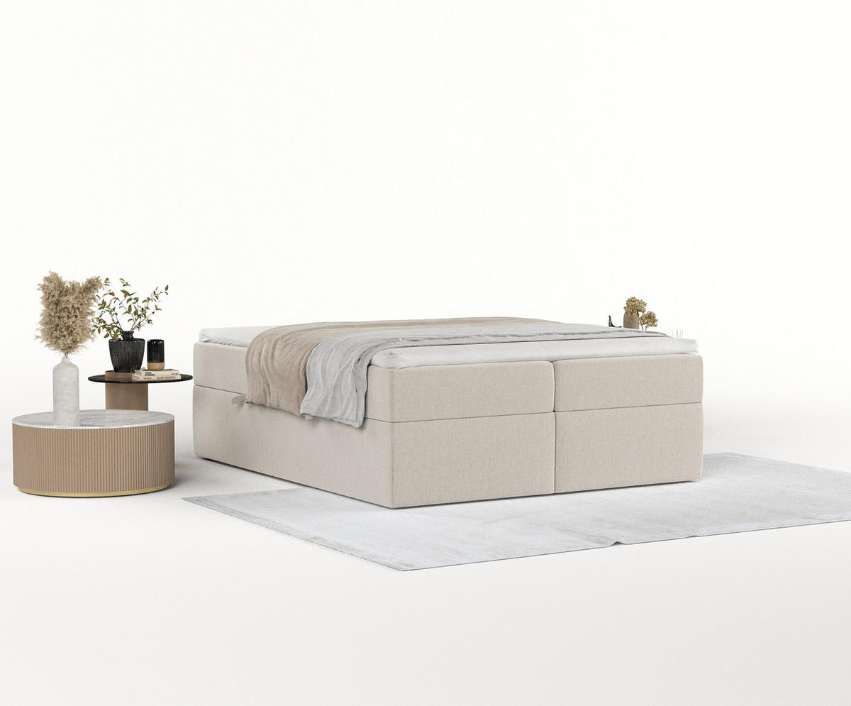 BOXBETT Yoko Beige 180/200 cm - Beige/Schwarz, Holz/Holzwerkstoff (180/200cm) - Maison de Reve
