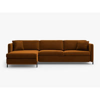 ECKSOFA ausklappbar links Gloria aus Samt braun 4 Sitzplätze - Braun, Textil (260/170cm) - Micadoni
