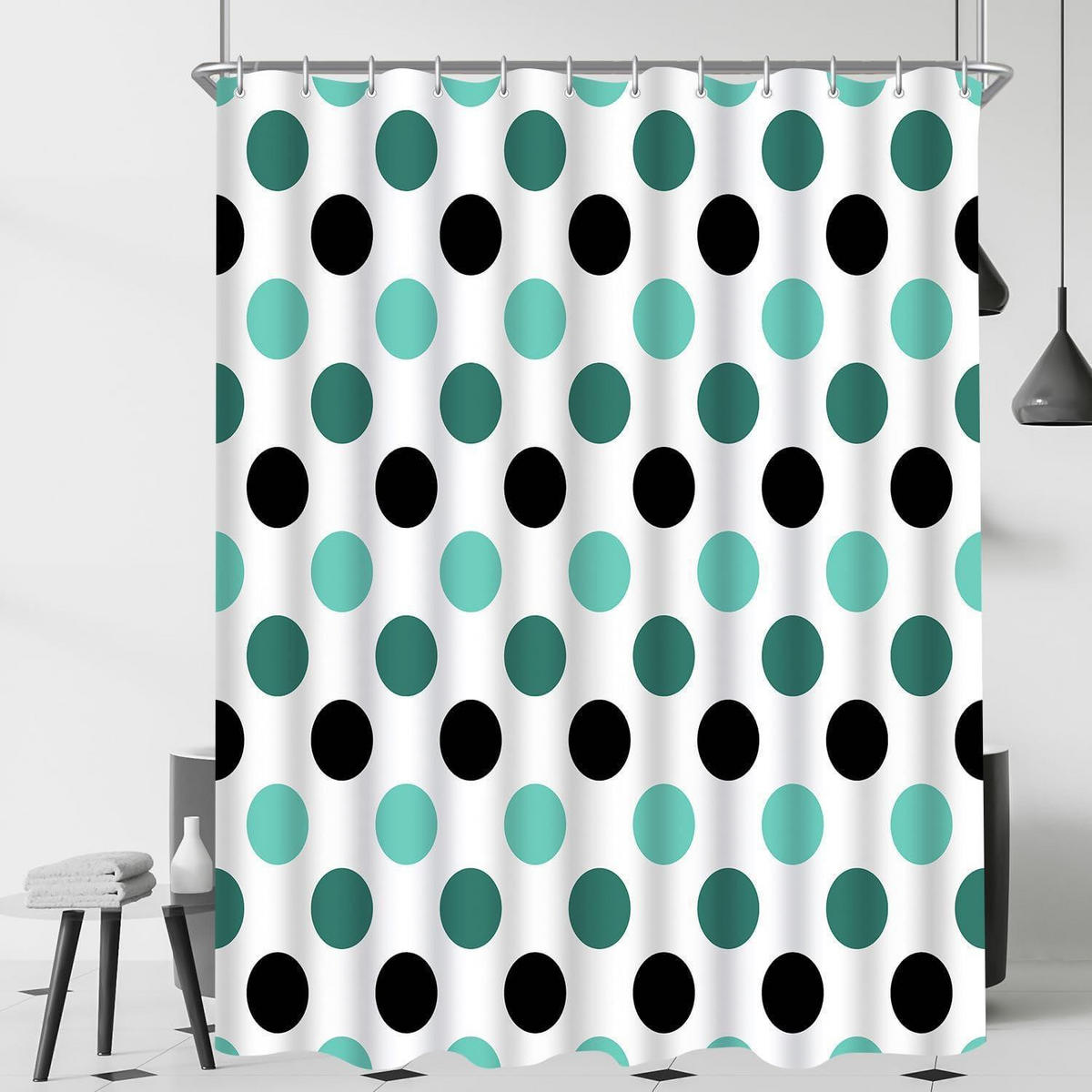 DUSCHVORHANG Punkte 180 x 200 cm Wasserabweisend Antischimmel Waschbar Polyester - Multicolor, Textil (180/200cm)