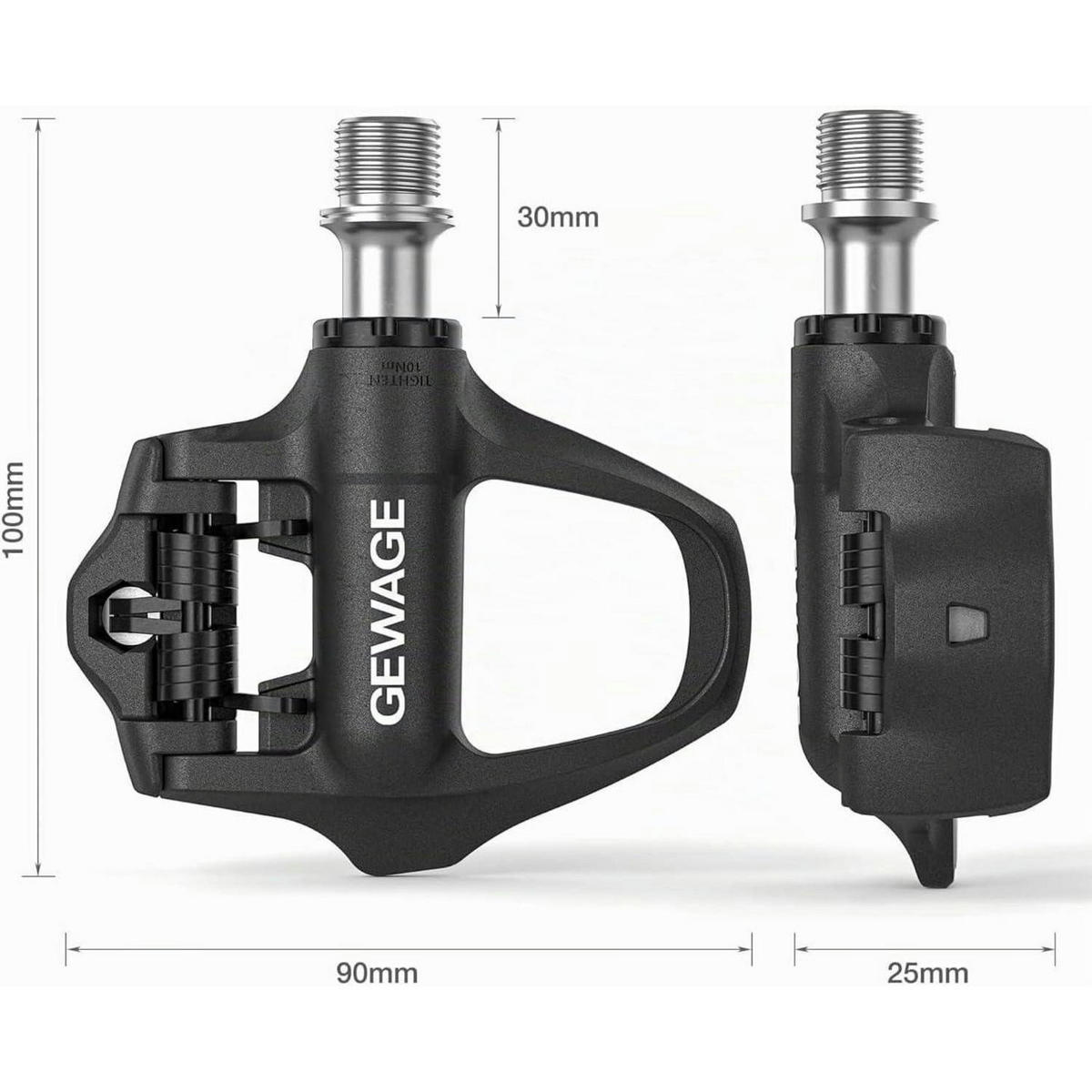 KLICKPEDALE für Rennrad Set mit verstellbarer Spannung und breiter Plattform - Schwarz, Kunststoff (8.7/1.5/10.3cm)
