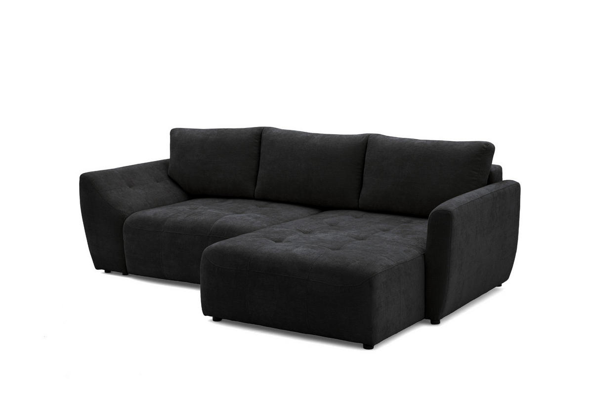 ECKSOFA NICE L Rechts mit Schlaffunktion 137x204 Chenille Anthrazit - Anthrazit/Schwarz, Holz/Textil (165/260cm) - Muffo