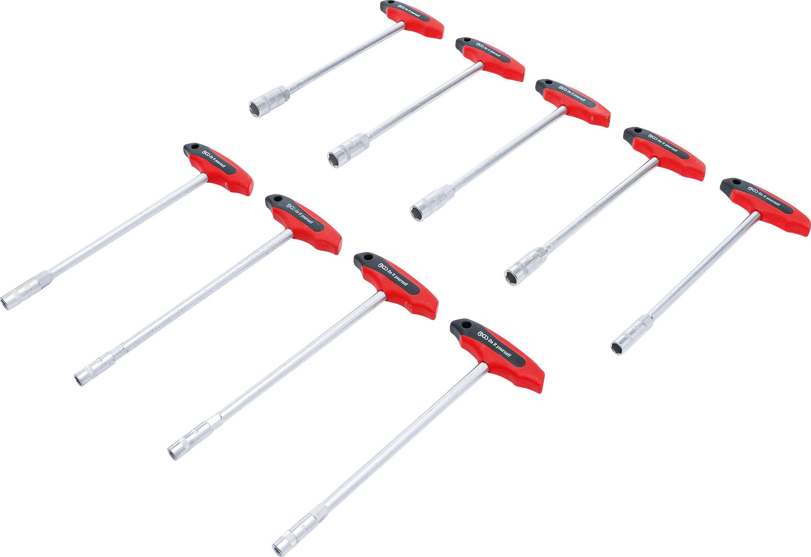 STECKSCHLÜSSEL-SATZ MIT T-GRIFF | SW 6 - 14 MM | 9-TLG. - Multicolor, Kunststoff/Metall (1/1cm) - BGS technic