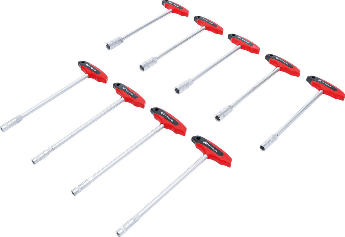 STECKSCHLÜSSEL-SATZ MIT T-GRIFF | SW 6 - 14 MM | 9-TLG. - Multicolor, Kunststoff/Metall (1/1cm) - BGS technic