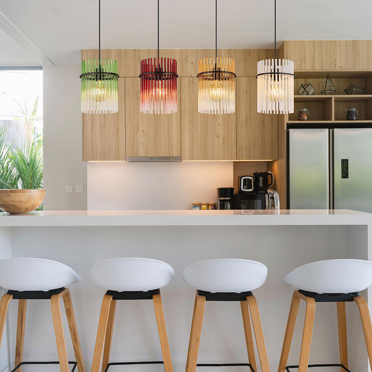 LED HÄNGELEUCHTE Glas bunt Schwarz - Multicolor, Glas (110/20/140cm) - Globo Lighting