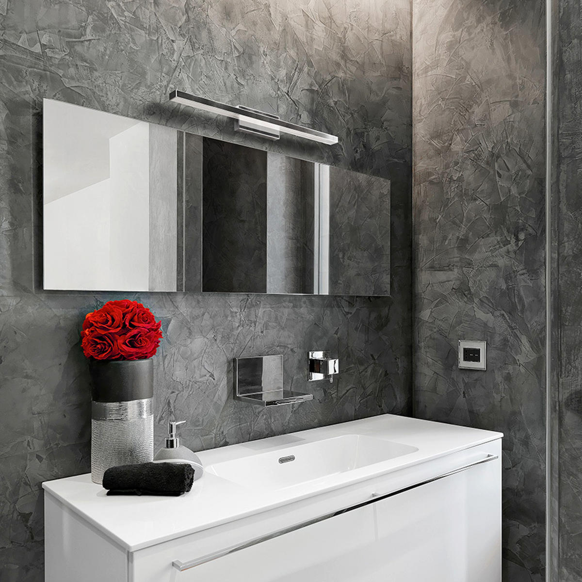 WANDLEUCHTE PANON SHORT Chrom 18 W IP44 - Chromfarben, Metall (20/25/15cm) - Rendl