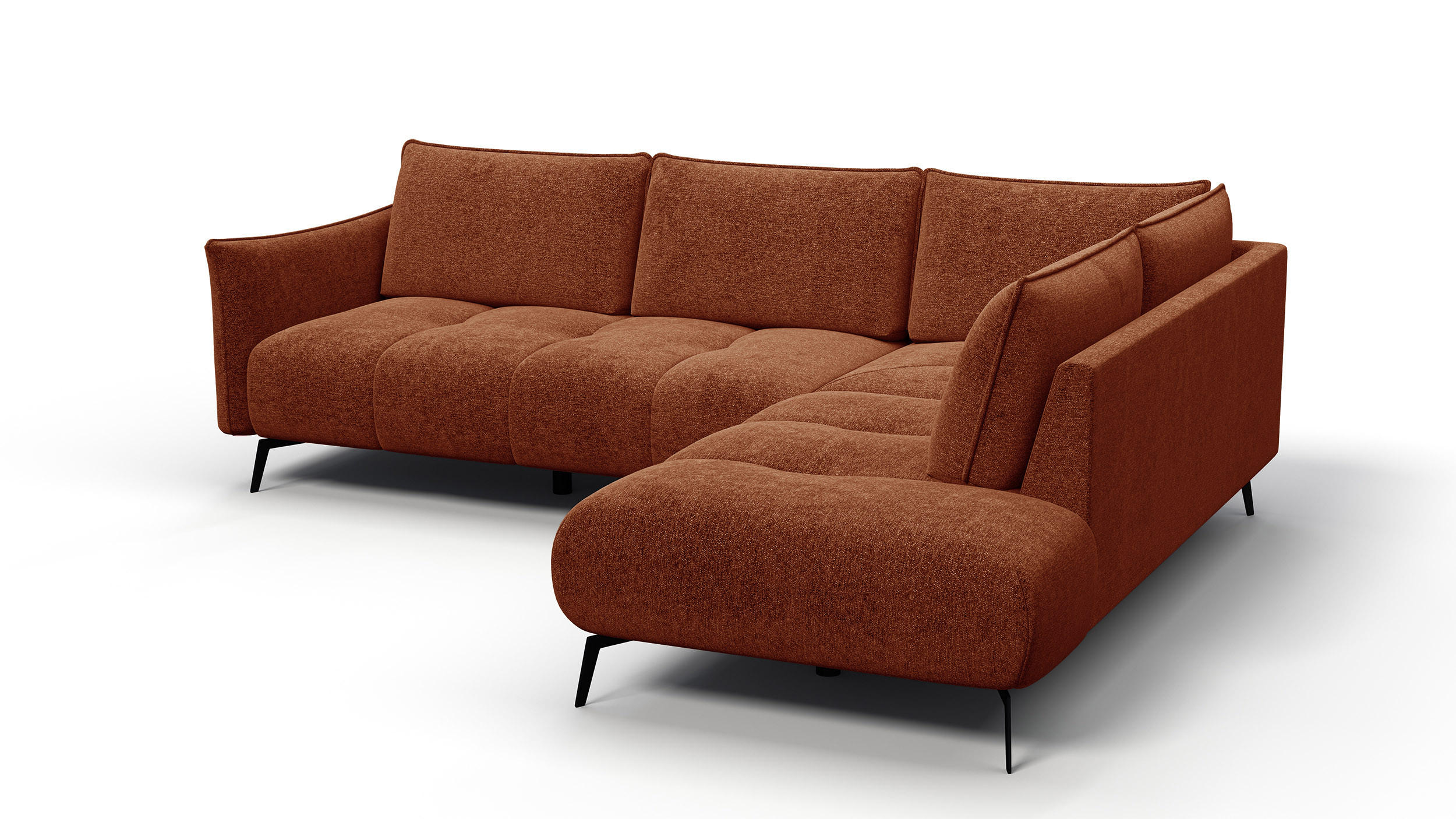 ECKSOFA AERA 5-Sitzer rechts, orange - Schwarz/Orange, Holz/Textil (268/206cm) - Courtois Laville