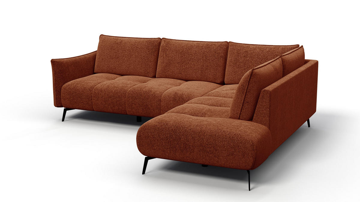 ECKSOFA AERA 5-Sitzer rechts, orange - Schwarz/Orange, Holz/Textil (268/206cm) - Courtois Laville