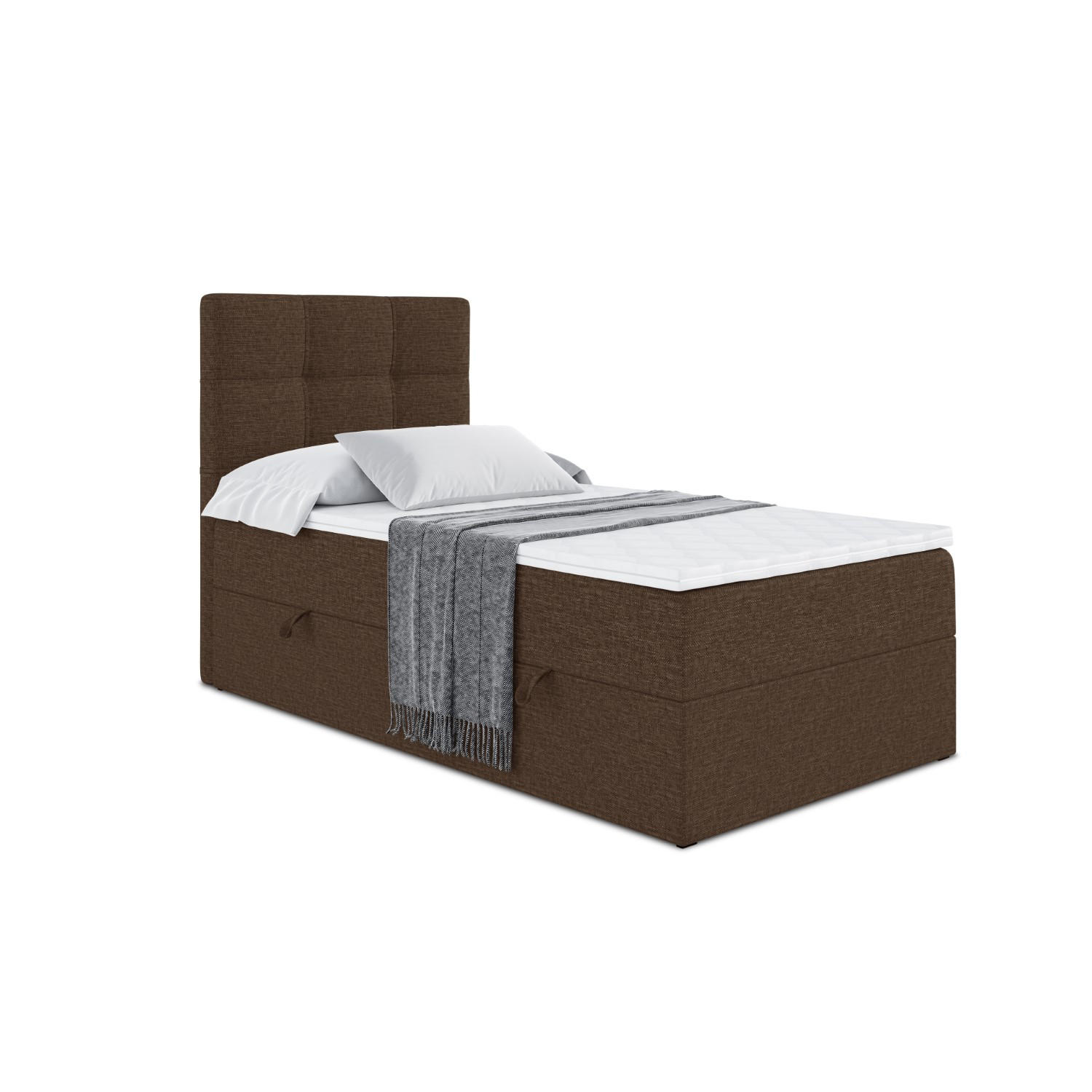BOXBETT mit Matratze H3 und Lattenrost - MARCE - 90x200 - Rechts Braun - Braun, Holzwerkstoff (90/200cm) - ALTDECOR