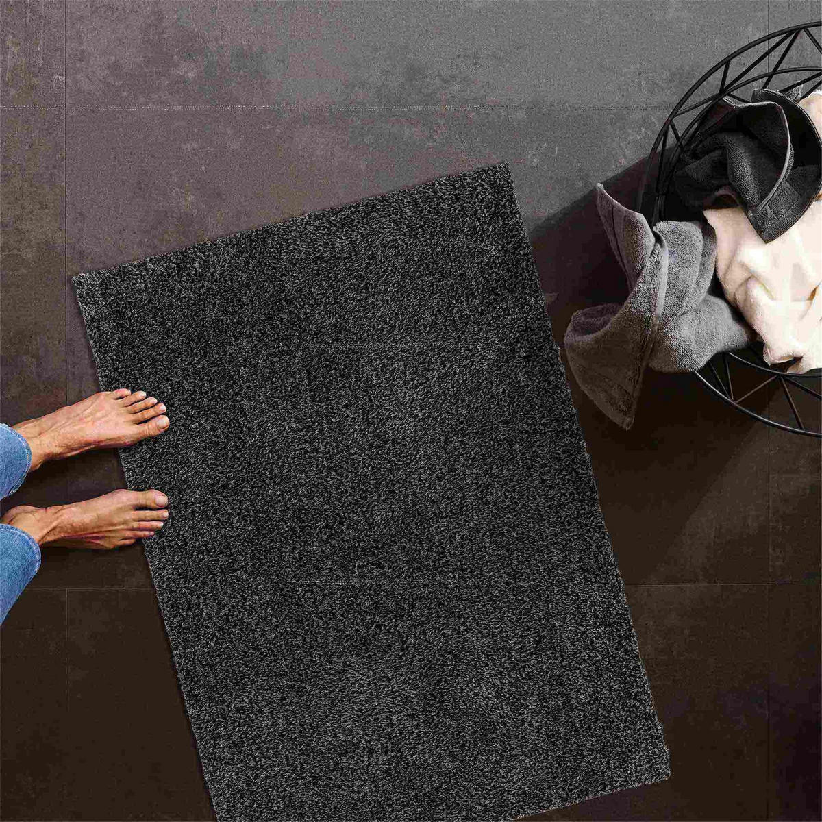 FUSSMATTE WASCHBAR QUARZIT - Anthrazit, Textil (40/60cm) - Astra
