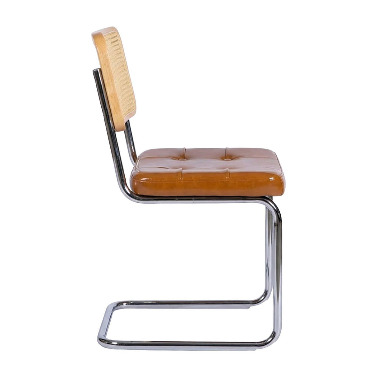 JÍDELNÍ ŽIDLE sada 4 ks hnědé z umělé kůže, ratanu a chromu - hnědá, kůže (53/84.6/46.4cm) - Urban Meuble