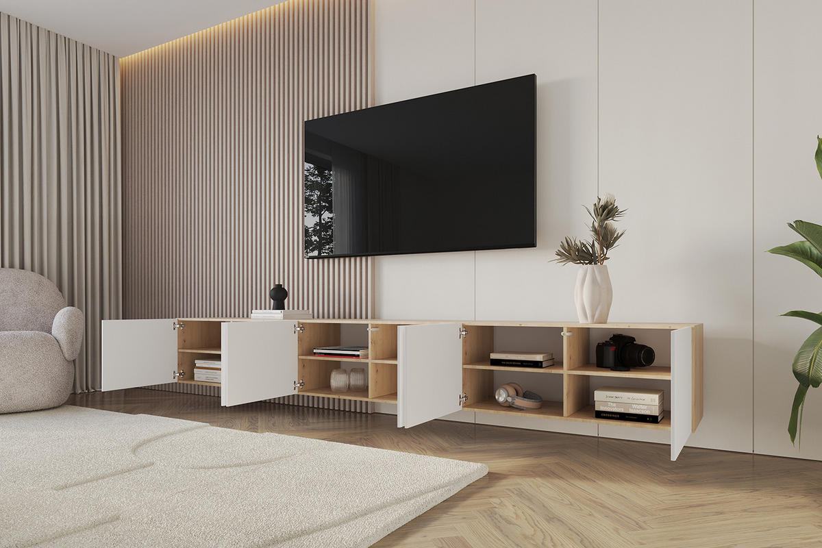 LOWBOARD NOA-2-W 3x100x40x41 cm - Artisan / Weiß - Weiß, Holzwerkstoff (300/40/41cm) - ALTDECOR