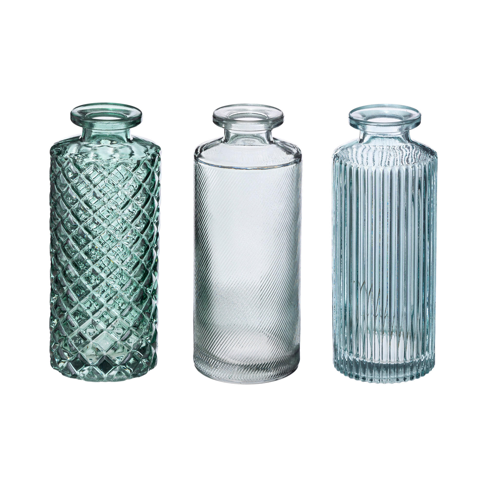 GLASVASE 3er-Set Single 5,4/5,4/13,2 cm - Grün, Glas (5.4/13.2cm) - Atmosphera Createur d´interieur