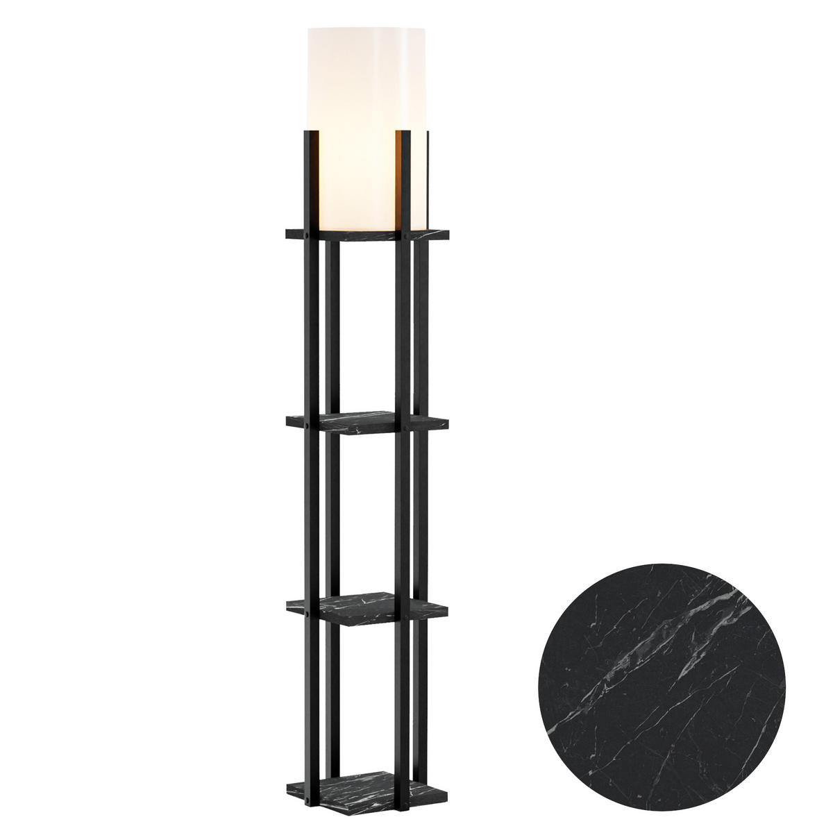 STEHLEUCHTE Stourbridge - Schwarz, Holzwerkstoff (25/25/130cm) - lux.pro
