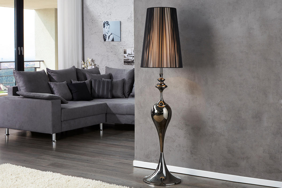 STEHLEUCHTE LUCIE Metall Schwarz 160 cm - Schwarz, Metall (40/40/160cm) - riess-ambiente