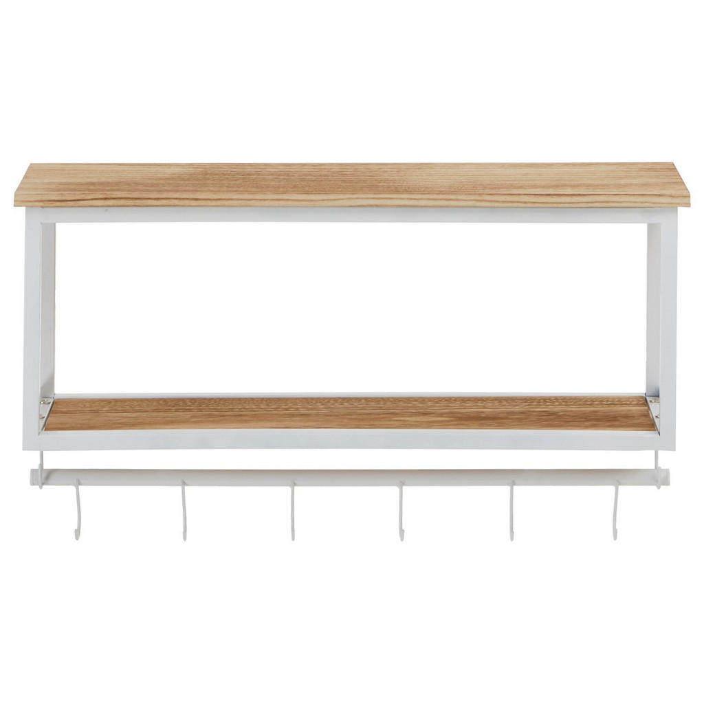Thumbnail - CARO-Möbel Wandgarderobe, Weiß, Braun, Metall, Vintage, 62x35x20 cm, Garderobe, Garderobenleisten & Garderobenhaken