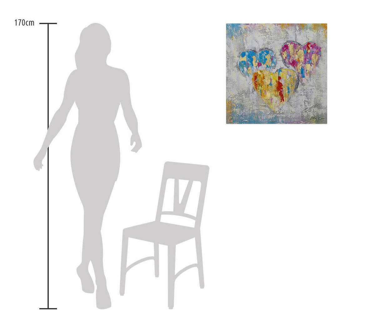 ACRYLBILD HANDGEMALT 60/60 cm - Multicolor/Grau, Holz/Textil (1.1/60cm) - KUNSTLOFT