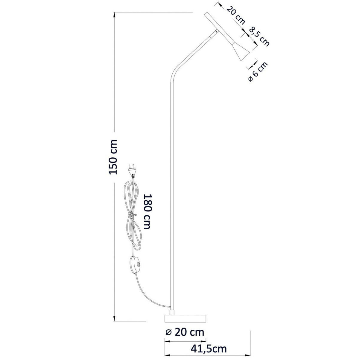 STEHLEUCHTE Holen, Weiß und Gold, 150cm - Goldfarben, Metall (41/20/150cm) - KOSILUM