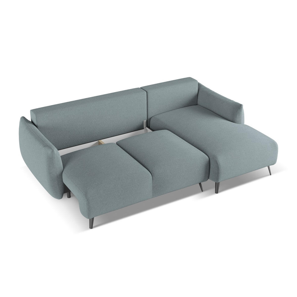 ECKSOFA mit Schlaffunktion Chenille Stoff Blau - Blau/Blaugrau, Textil/Metall (242/162cm) - LaMiaSofa