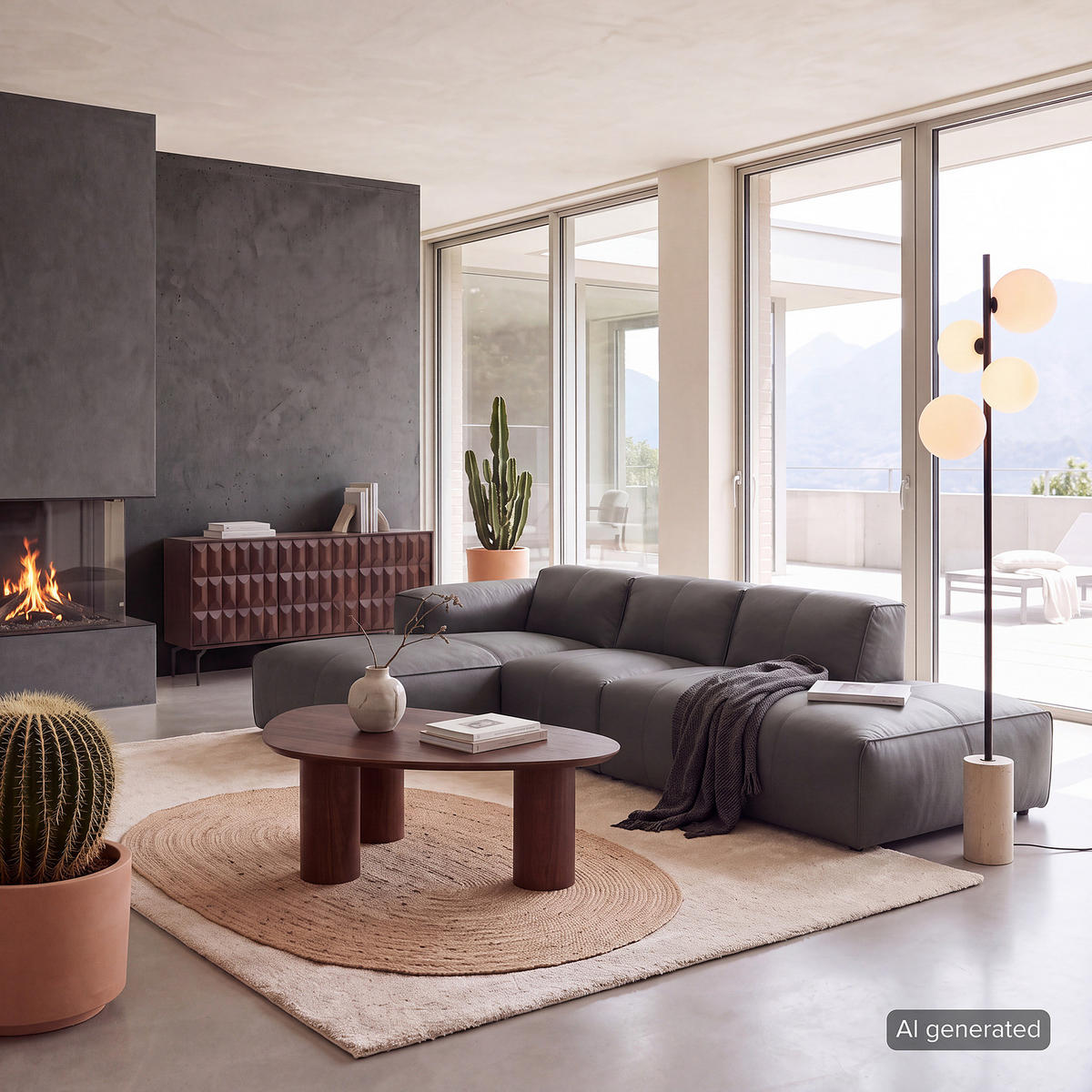 ECKSOFA mit Chaiselongue - Schwarz/Grau, Leder/Kunststoff (290/173cm) - home24