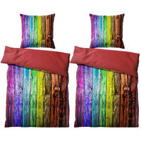 BETTWÄSCHE 4-teilig Rainbow - Multicolor, Naturmaterialien (135/200cm) - Sanilo