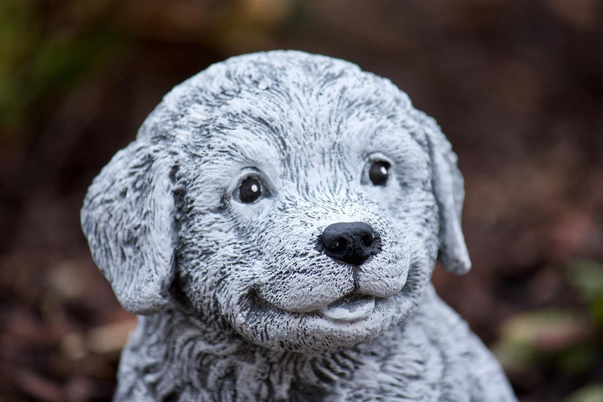 STEINFIGUR Berner Sennenhund Welpe, Frostfest, massiver Steinguss - Grau, Stein (13/16/14cm) - stoneandstyle