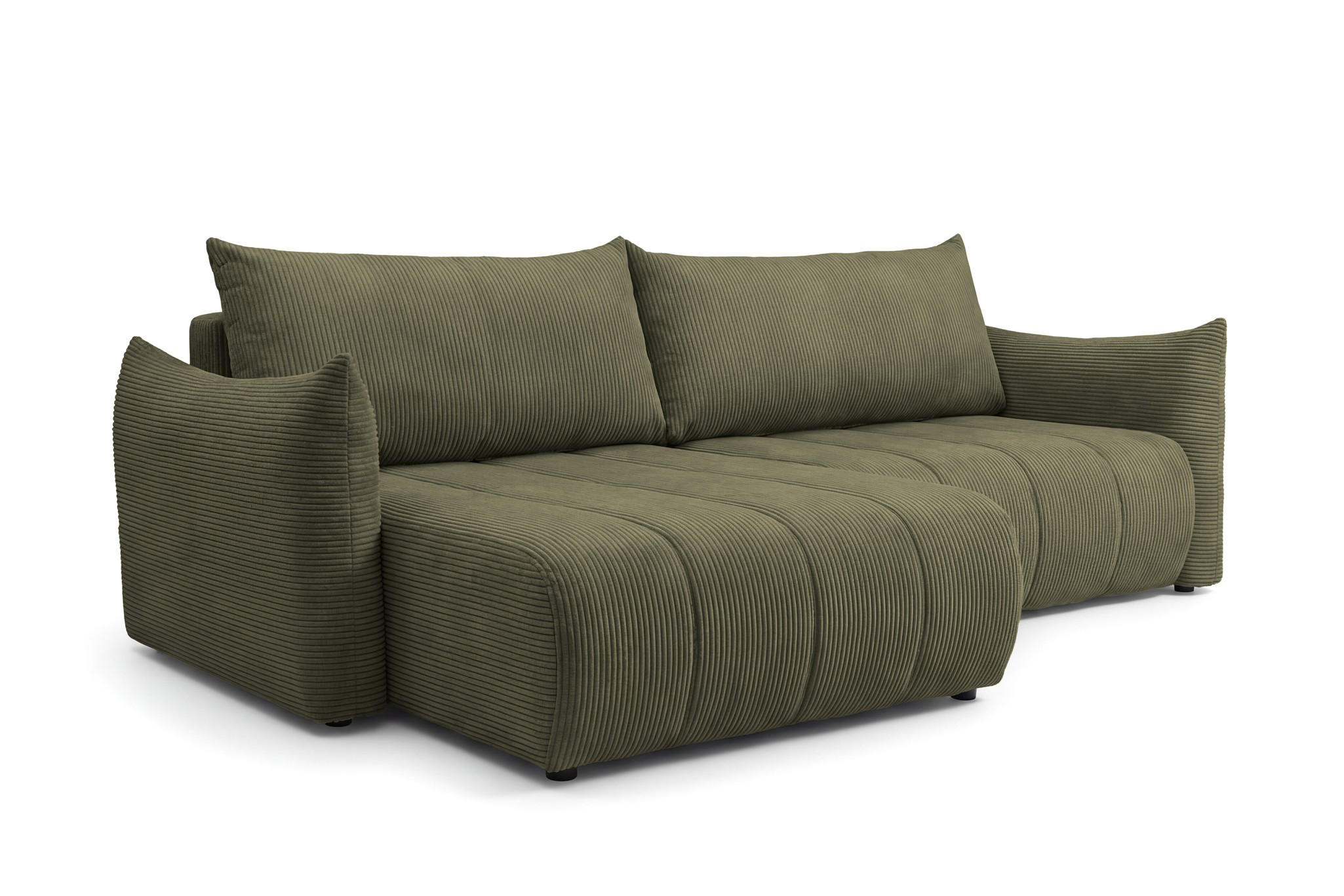 ECKSOFA Ontario Mit Schlaffunktion - Olivgrün, Holzwerkstoff/Textil (154/260cm) - Fun Möbel