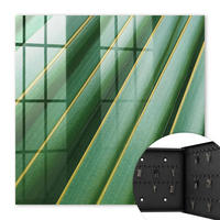 SCHLÜSSELBOX Schwarz 30x30 cm- Türöffnung nach rechts - Blattmuster - Grün, Metall (30/30/5cm) - TULUP
