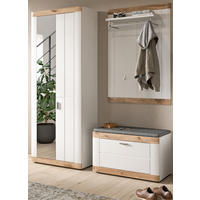 GARDEROBE Set 3-teilig weiß, Eiche 172 cm, Flurgarderobe mit Soft-Close - Eichefarben/Weiß, Holzwerkstoff/Kunststoff (171/191/37cm) - Inn.Furn