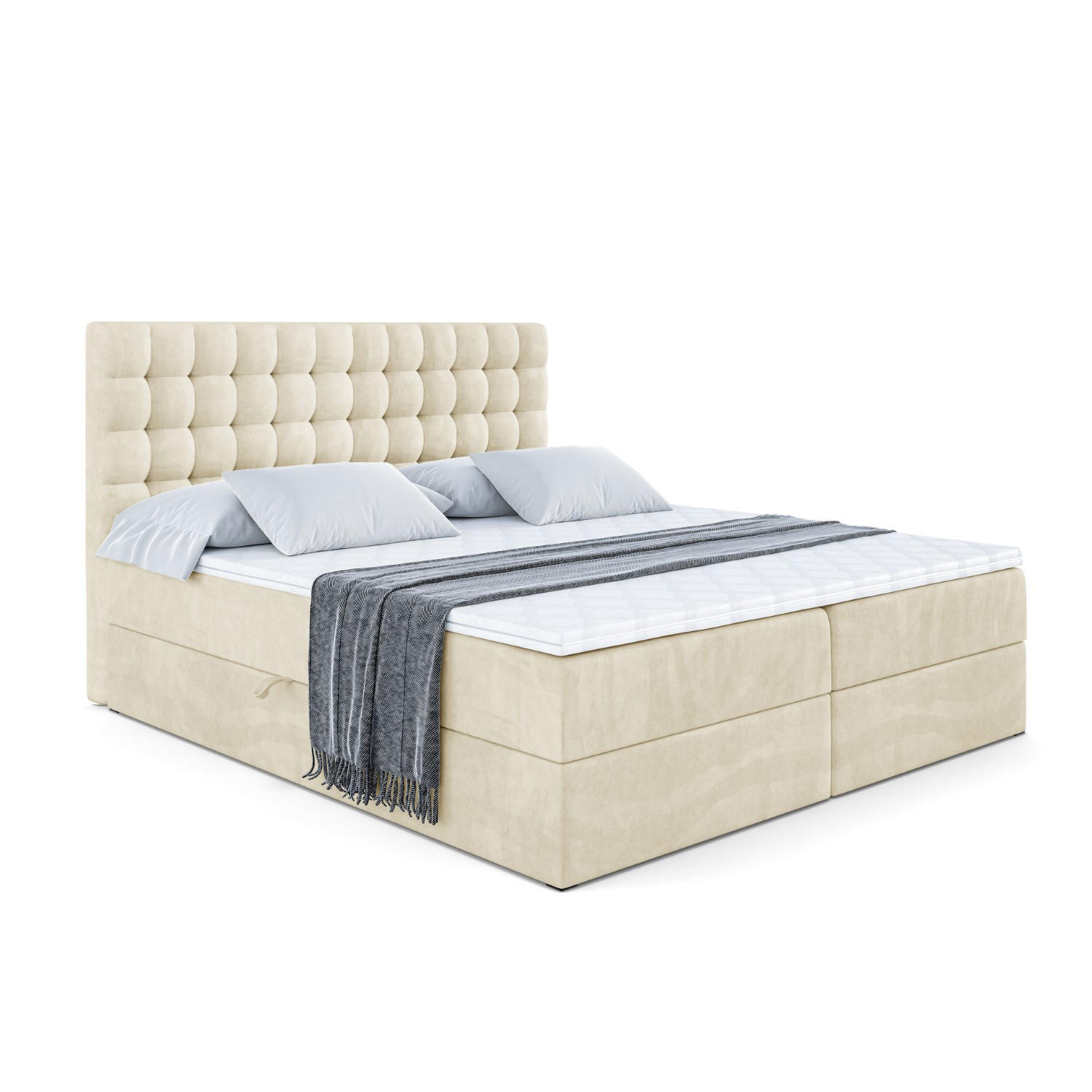 BOXBETT mit H3-Matratze und Lattenrost - VIONE - 120x200 Beige - Beige, Holzwerkstoff (120/200cm) - ALTDECOR
