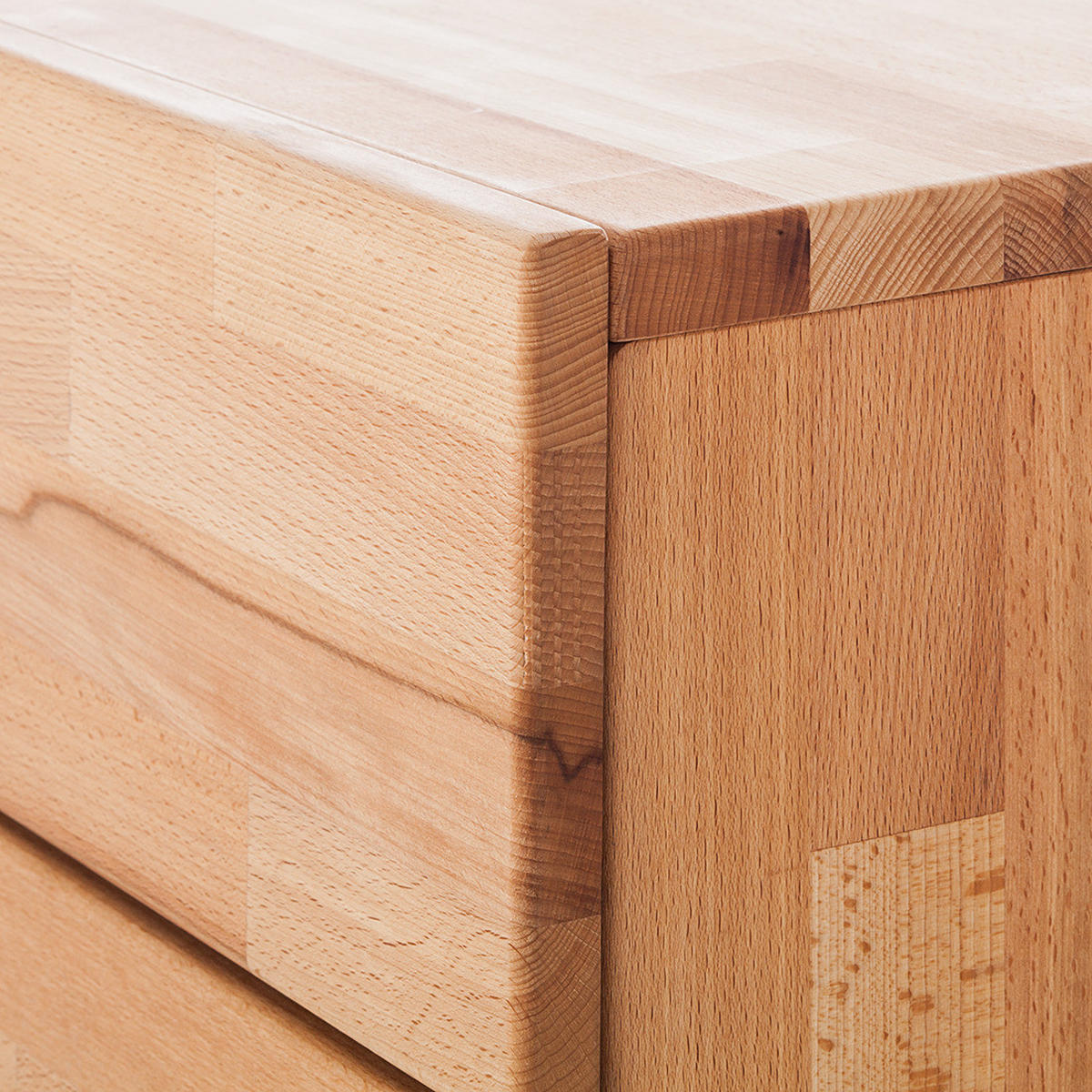 NACHTKOMMODE - Kernbuche massiv - Naturfarben, Holz (40/37/33cm) - home24