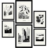POSTER Set Mit 6 Schwarze Tintenecken Größe A3 & A4 Schwarzer Rahmen - Schwarz, Papier (29.7/1cm) - Nacnic