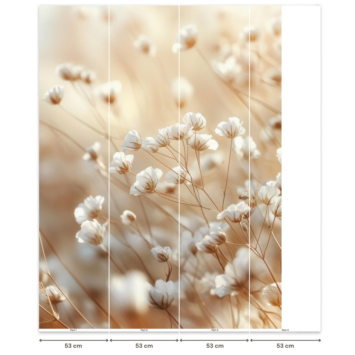 TAPETE - Wild - Blumen - Weiß - 180x240 cm - Creme, Papier (180/240cm) - OnlyWow