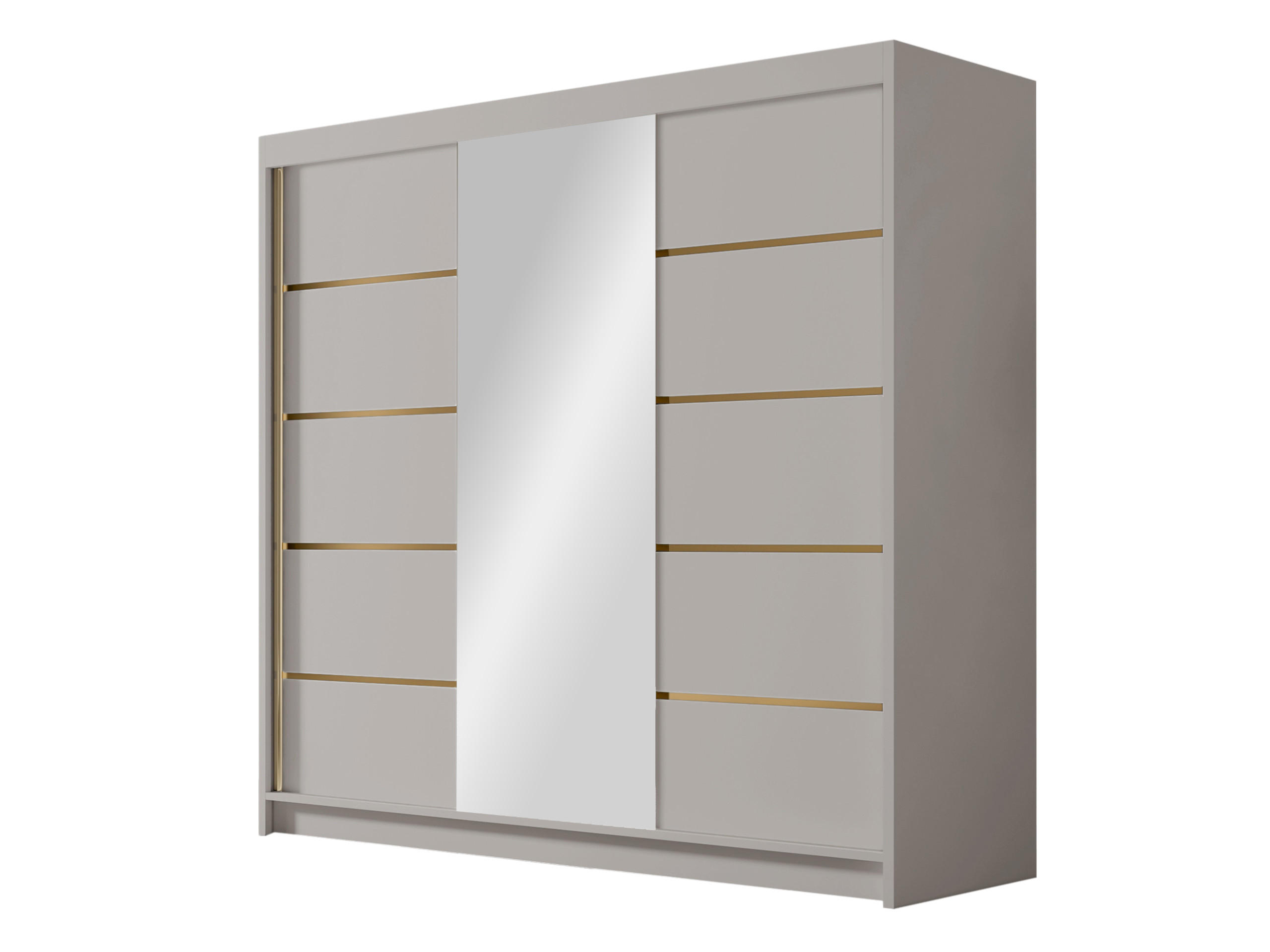 SCHIEBETÜRENSCHRANK Evo VI - Goldfarben/Naturfarben, Holzwerkstoff/Metall (200/215/58cm) - MIRJAN24