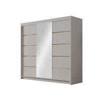 SCHIEBETÜRENSCHRANK Evo VI - Goldfarben/Naturfarben, Holzwerkstoff/Metall (200/215/58cm) - MIRJAN24