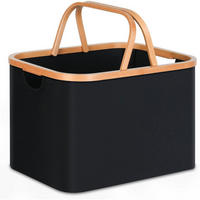 WÄSCHEKORB faltbar Bambus Stoff Schwarz 43L - Schwarz, Naturmaterialien (33/30/44cm)