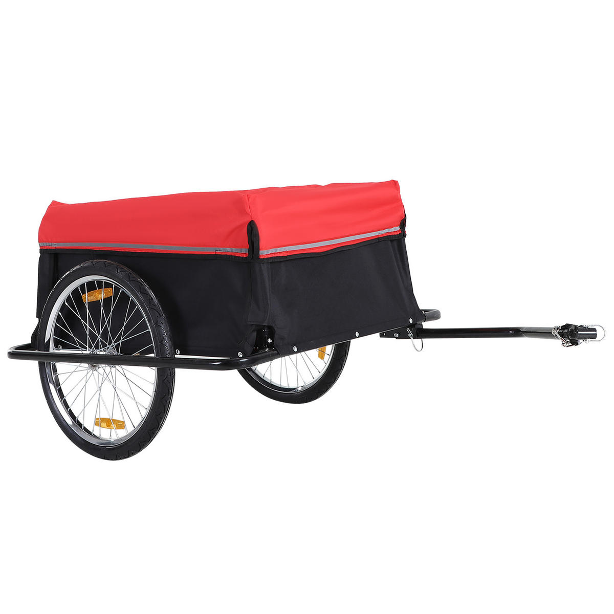 FAHRRADANHÄNGER DE-09180 klappbar mit Kupplung, 40 kg belastbar Schwarz - Rot, Metall (88/60/140cm) - ComfortXL