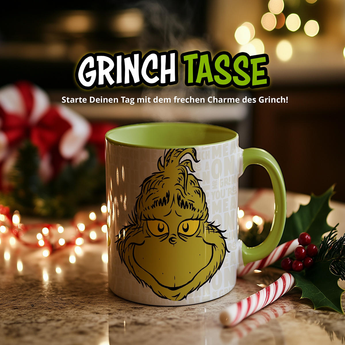 KAFFEEBECHER The Grinch Merry Grinchmas Weiß 320 ml - Weiß, Keramik (0.32L) - United Labels