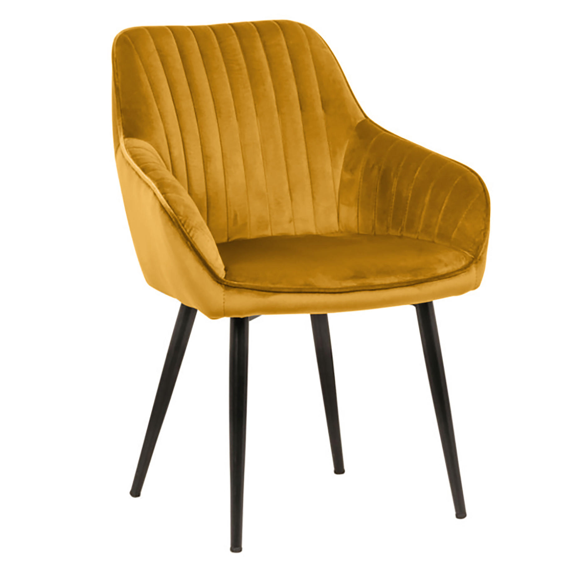 ARMLEHNSTUHL TURIN Samt Senfgelb - Gelb/Schwarz, Textil/Metall (60/84/61cm) - riess-ambiente
