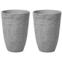 BLUMENTOPF 2er-Set grau rund 35/35/50 cm Camia - Grau, Stein (50cm) - Beliani