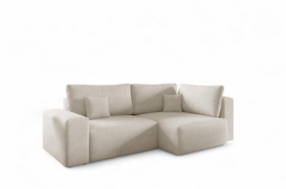 ECKSOFA Arona Mit Schlaffunktion - Creme, Holzwerkstoff/Textil (253/148cm) - Fun Möbel