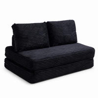 2-SITZER SCHLAFSOFA Stoff Schwarz mit Schlaffunktion - Schwarz, Textil (140/85/100cm) - WISHDOR