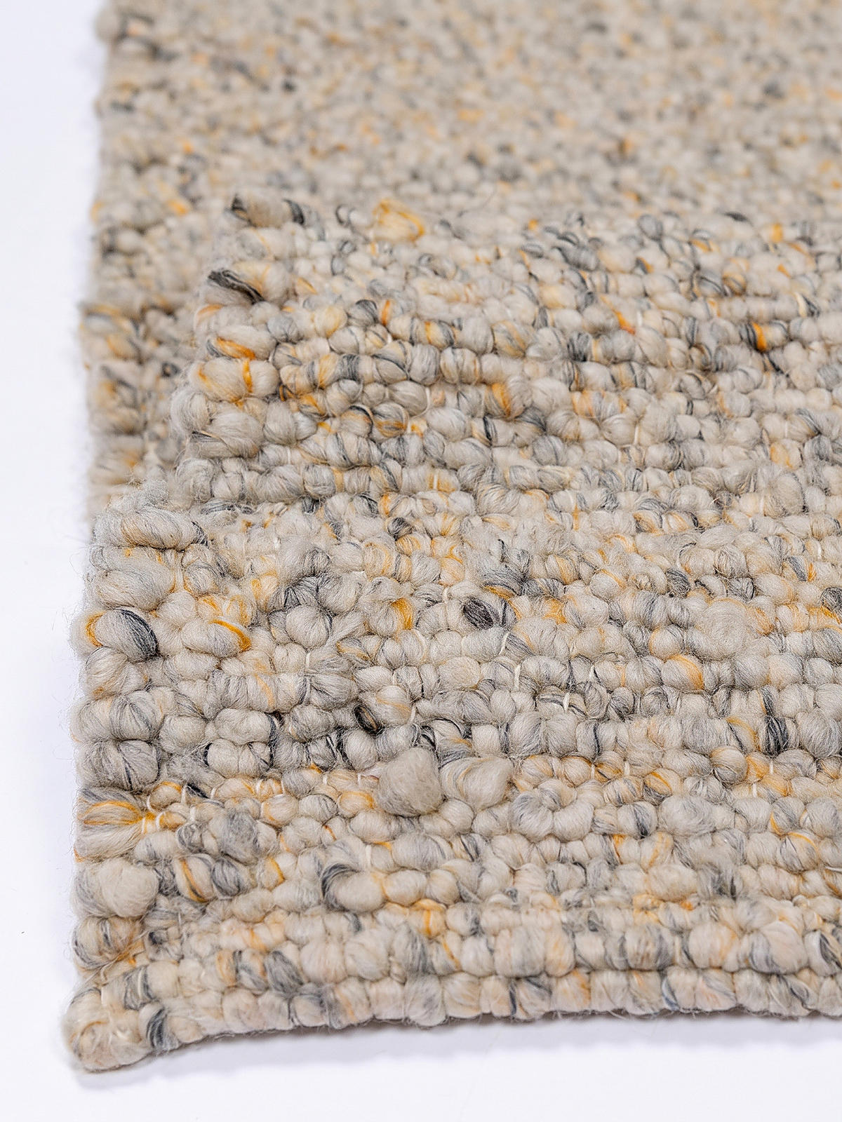 TEPPICH Kurzflor, handgewebt, GLAVEN, in Gelb-Grau, Bouclé-Struktur, 120 x 170 cm - Gelb, Textil (120/170cm) - KADIMA DESIGN