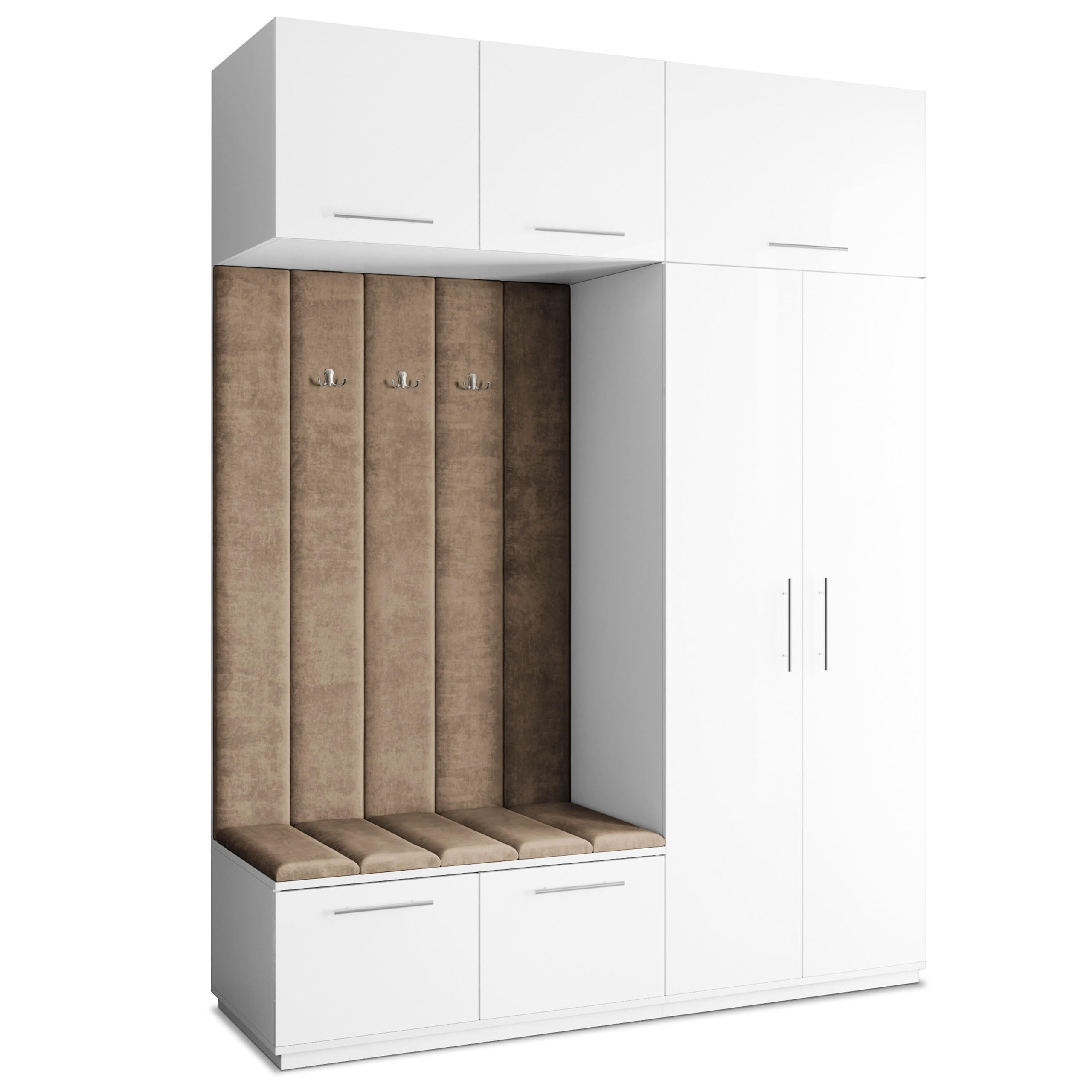 GARDEROBENSCHRANK REMA 180/240/60 cm Modern Garderobe-Set Weiß - Beige/Weiß, Holzwerkstoff (180/240/60cm) - MASSENO