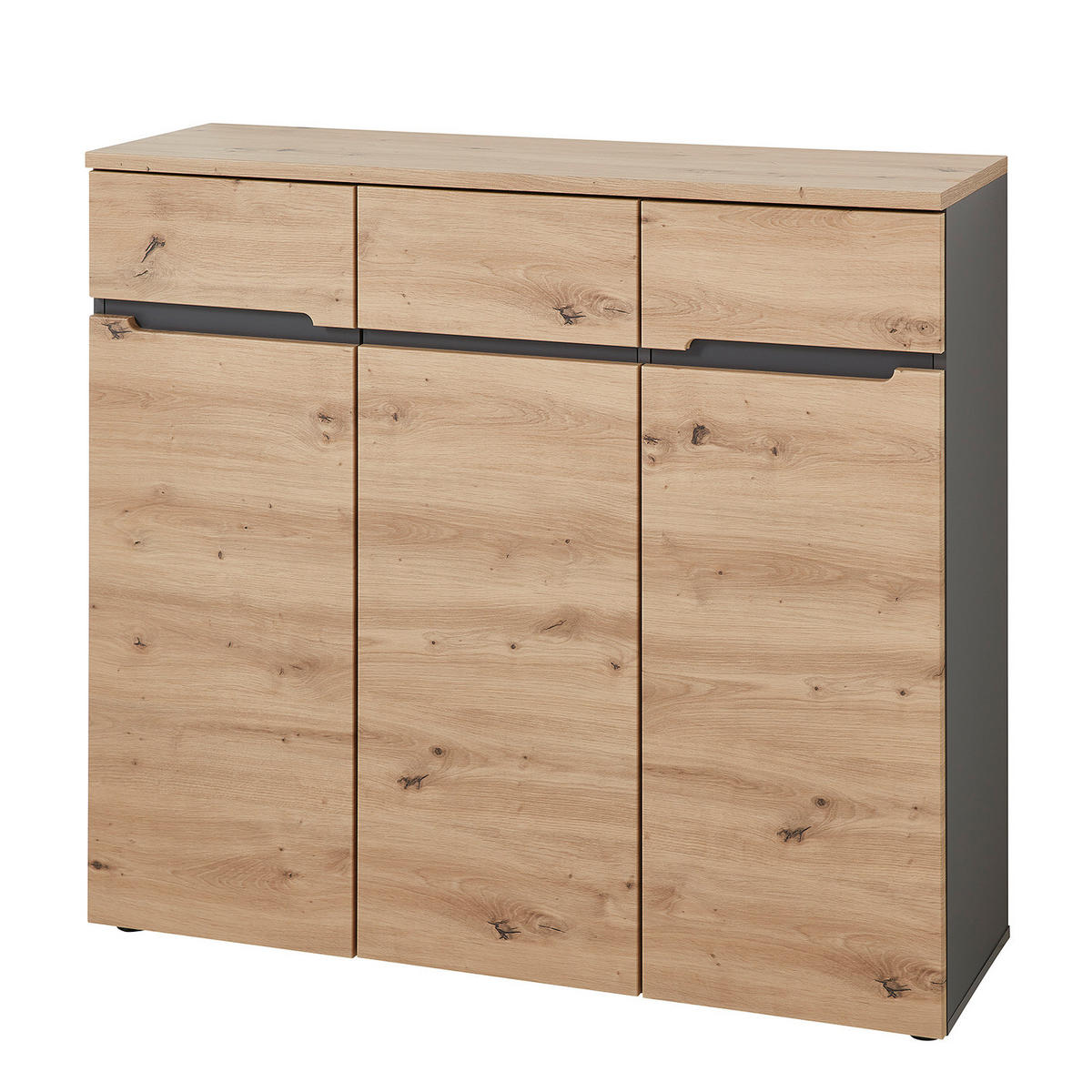 SCHUHKOMMODE - 120 cm - Schwarz/Eiche Artisan, Holzwerkstoff/Kunststoff (120/107/38cm) - home24