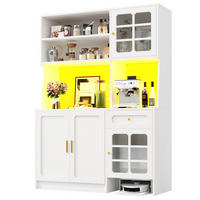 GESCHIRRSCHRANK aus MDF 130x45x180cm in Weiß mit LED-Beleuchtung - Weiß, Holzwerkstoff (130/180/45cm) - Modfu