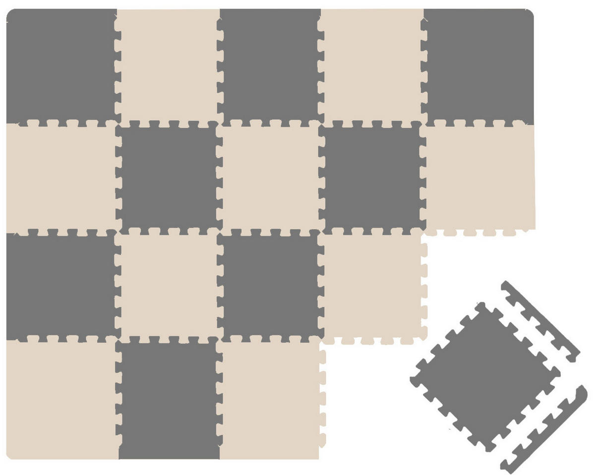 SPIELMATTE ab Null - 180/90/1 cm Puzzlematte mit Rand Grau Beige - Grau, Kunststoff (30/30cm) - Littletom